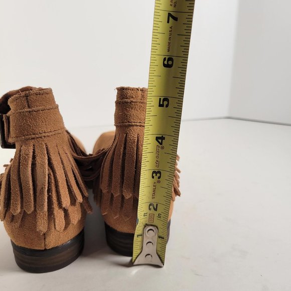 Minnetonka Suede Tan Double Fringe Bootie RANCHO Women Size 7 - Picture 11 of 14